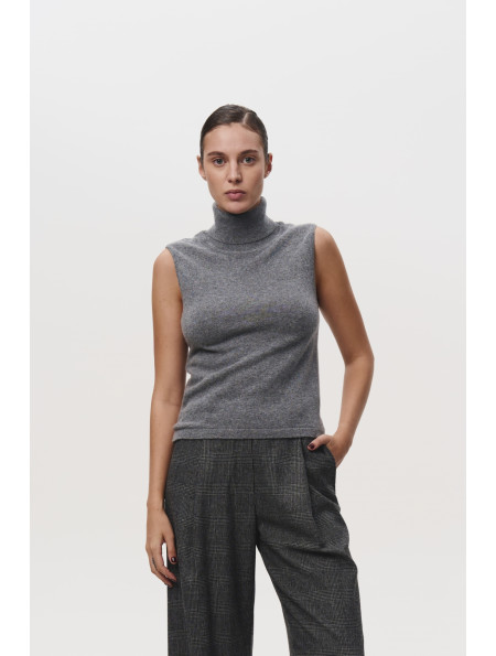 Bronze Grey Warm Cotton Corduroy Turtleneck Top main image 1